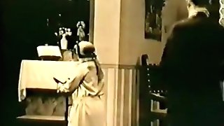 Real Antique Priest Fucks Female In B&w